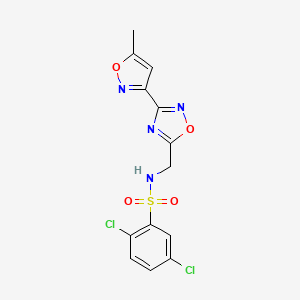 molecular formula C13H10Cl2N4O4S B2851863 2,5-dichloro-N-((3-(5-methylisoxazol-3-yl)-1,2,4-oxadiazol-5-yl)methyl)benzenesulfonamide CAS No. 1903305-49-6