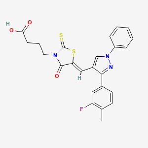 (Z)-4-(5-((3-(3-fluoro-4-methylphenyl)-1-phenyl-1H-pyrazol-4-yl)methylene)-4-oxo-2-thioxothiazolidin-3-yl)butanoic acid