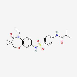 molecular formula C23H29N3O5S B2851884 N-(4-(N-(5-ethyl-3,3-dimethyl-4-oxo-2,3,4,5-tetrahydrobenzo[b][1,4]oxazepin-8-yl)sulfamoyl)phenyl)isobutyramide CAS No. 922097-99-2