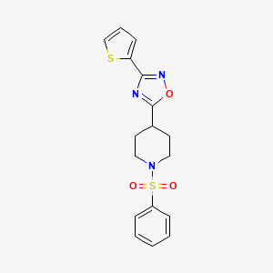 molecular formula C17H17N3O3S2 B2851921 1-(Phenylsulphonyl)-4-[3-(thien-2-YL)-1,2,4-oxadiazol-5-YL]piperidine CAS No. 887420-60-2