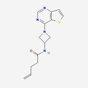 molecular formula C14H16N4OS B2851925 N-(1-{thieno[3,2-d]pyrimidin-4-yl}azetidin-3-yl)pent-4-enamide CAS No. 2380078-36-2