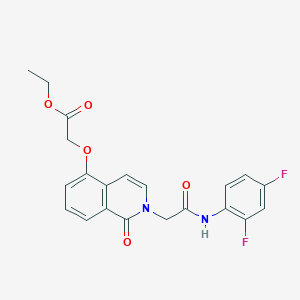 molecular formula C21H18F2N2O5 B2851939 ethyl 2-[(2-{[(2,4-difluorophenyl)carbamoyl]methyl}-1-oxo-1,2-dihydroisoquinolin-5-yl)oxy]acetate CAS No. 868223-99-8