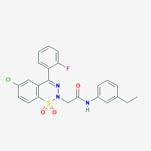 molecular formula C23H19ClFN3O3S B2851981 2-(6-chloro-4-(2-fluorophenyl)-1,1-dioxido-2H-benzo[e][1,2,3]thiadiazin-2-yl)-N-(3-ethylphenyl)acetamide CAS No. 1031670-15-1