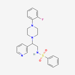 molecular formula C23H25FN4O2S B2852027 N-{2-[4-(2-fluorophenyl)piperazin-1-yl]-2-(pyridin-3-yl)ethyl}benzenesulfonamide CAS No. 863586-88-3