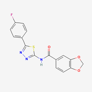 molecular formula C16H10FN3O3S B2852053 N-(5-(4-fluorophenyl)-1,3,4-thiadiazol-2-yl)benzo[d][1,3]dioxole-5-carboxamide CAS No. 476463-32-8