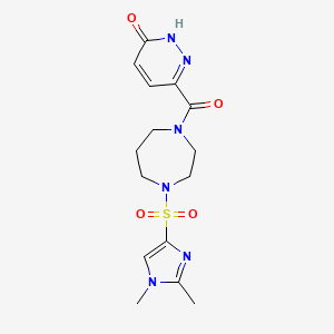 molecular formula C15H20N6O4S B2852060 6-(4-((1,2-dimethyl-1H-imidazol-4-yl)sulfonyl)-1,4-diazepane-1-carbonyl)pyridazin-3(2H)-one CAS No. 1904112-53-3
