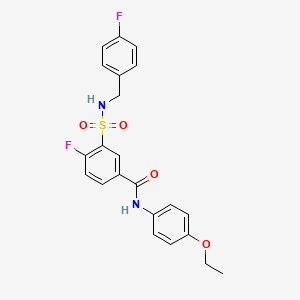 molecular formula C22H20F2N2O4S B2852069 N-(4-ethoxyphenyl)-4-fluoro-3-{[(4-fluorophenyl)methyl]sulfamoyl}benzamide CAS No. 451504-22-6