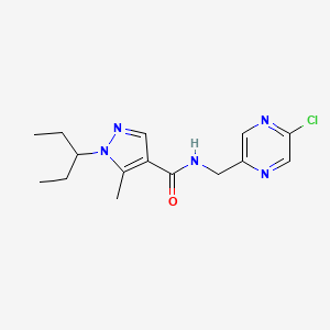 molecular formula C15H20ClN5O B2852082 N-[(5-chloropyrazin-2-yl)methyl]-5-methyl-1-(pentan-3-yl)-1H-pyrazole-4-carboxamide CAS No. 2094282-74-1