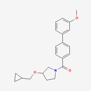 molecular formula C22H25NO3 B2852086 3-(cyclopropylmethoxy)-1-{3'-methoxy-[1,1'-biphenyl]-4-carbonyl}pyrrolidine CAS No. 2034307-34-9