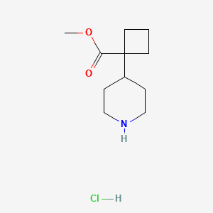 molecular formula C11H20ClNO2 B2852138 Methyl 1-piperidin-4-ylcyclobutane-1-carboxylate;hydrochloride CAS No. 2247106-72-3