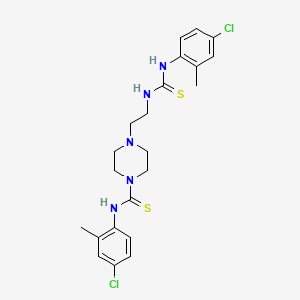 molecular formula C22H27Cl2N5S2 B2852156 N-(4-chloro-2-methylphenyl)-4-(2-{[(4-chloro-2-methylphenyl)carbamothioyl]amino}ethyl)piperazine-1-carbothioamide CAS No. 866038-37-1