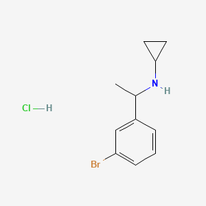 molecular formula C11H15BrClN B2852172 N-[1-(3-Bromophenyl)ethyl]cyclopropanamine hydrochloride CAS No. 2367002-65-9