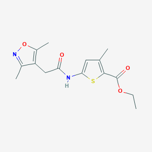 molecular formula C15H18N2O4S B2852176 Ethyl 5-(2-(3,5-dimethylisoxazol-4-yl)acetamido)-3-methylthiophene-2-carboxylate CAS No. 2034528-70-4