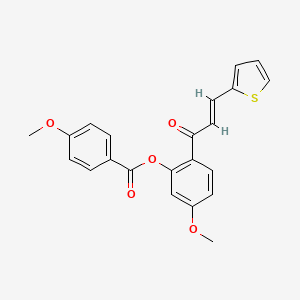 molecular formula C22H18O5S B2852203 5-methoxy-2-[(2E)-3-(thiophen-2-yl)prop-2-enoyl]phenyl 4-methoxybenzoate CAS No. 433252-28-9