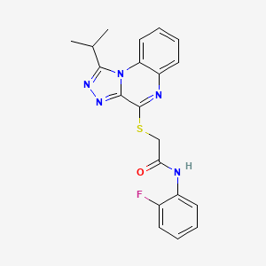 molecular formula C20H18FN5OS B2852215 N-(2-fluorophenyl)-2-{[1-(propan-2-yl)-[1,2,4]triazolo[4,3-a]quinoxalin-4-yl]sulfanyl}acetamide CAS No. 1358475-51-0