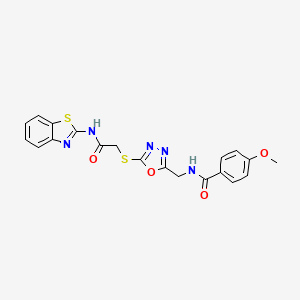 B2852221 N-((5-((2-(benzo[d]thiazol-2-ylamino)-2-oxoethyl)thio)-1,3,4-oxadiazol-2-yl)methyl)-4-methoxybenzamide CAS No. 851783-63-6