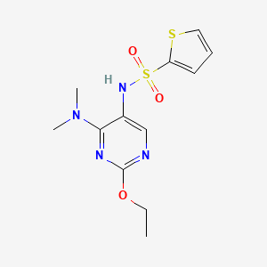 molecular formula C12H16N4O3S2 B2852228 N-(4-(dimethylamino)-2-ethoxypyrimidin-5-yl)thiophene-2-sulfonamide CAS No. 1795415-91-6