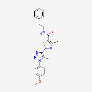 molecular formula C23H23N5O2S B2852229 2-[1-(4-methoxyphenyl)-5-methyl-1H-1,2,3-triazol-4-yl]-4-methyl-N-(2-phenylethyl)-1,3-thiazole-5-carboxamide CAS No. 1207039-92-6