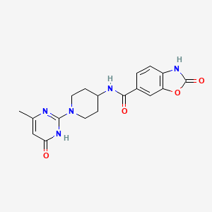molecular formula C18H19N5O4 B2852284 N-(1-(4-methyl-6-oxo-1,6-dihydropyrimidin-2-yl)piperidin-4-yl)-2-oxo-2,3-dihydrobenzo[d]oxazole-6-carboxamide CAS No. 1904026-96-5