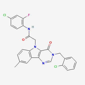 molecular formula C26H19Cl2FN4O2 B2852286 N-(4-chloro-2-fluorophenyl)-2-(3-(2-chlorobenzyl)-8-methyl-4-oxo-3H-pyrimido[5,4-b]indol-5(4H)-yl)acetamide CAS No. 1189922-46-0