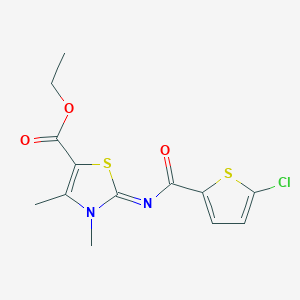 molecular formula C13H13ClN2O3S2 B2852296 ethyl (2Z)-2-[(5-chlorothiophene-2-carbonyl)imino]-3,4-dimethyl-2,3-dihydro-1,3-thiazole-5-carboxylate CAS No. 476643-63-7
