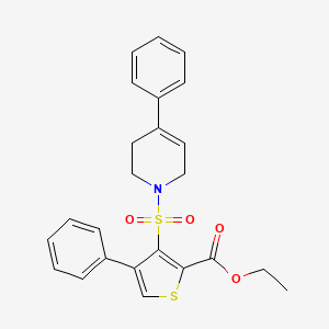 molecular formula C24H23NO4S2 B2852301 ethyl 4-phenyl-3-[(4-phenyl-1,2,3,6-tetrahydropyridin-1-yl)sulfonyl]thiophene-2-carboxylate CAS No. 900013-07-2