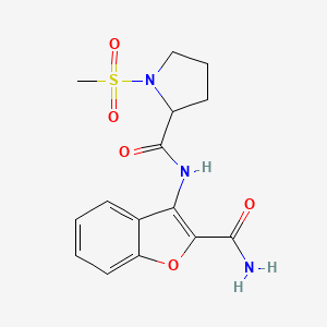 molecular formula C15H17N3O5S B2852305 N-(2-carbamoyl-1-benzofuran-3-yl)-1-methanesulfonylpyrrolidine-2-carboxamide CAS No. 1188363-05-4
