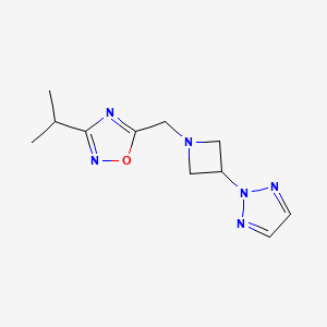 molecular formula C11H16N6O B2852308 3-(propan-2-yl)-5-{[3-(2H-1,2,3-triazol-2-yl)azetidin-1-yl]methyl}-1,2,4-oxadiazole CAS No. 2415622-03-4