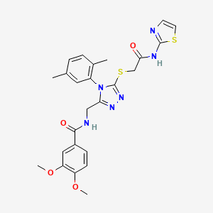 N-((4-(2,5-dimethylphenyl)-5-((2-oxo-2-(thiazol-2-ylamino)ethyl)thio)-4H-1,2,4-triazol-3-yl)methyl)-3,4-dimethoxybenzamide