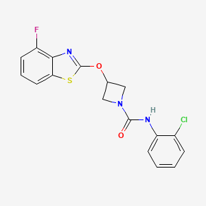 molecular formula C17H13ClFN3O2S B2852324 N-(2-chlorophenyl)-3-[(4-fluoro-1,3-benzothiazol-2-yl)oxy]azetidine-1-carboxamide CAS No. 1396874-32-0