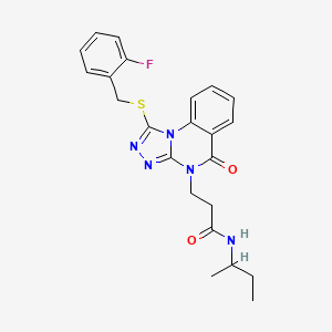 molecular formula C23H24FN5O2S B2852325 N-(butan-2-yl)-3-(1-{[(2-fluorophenyl)methyl]sulfanyl}-5-oxo-4H,5H-[1,2,4]triazolo[4,3-a]quinazolin-4-yl)propanamide CAS No. 1113107-40-6