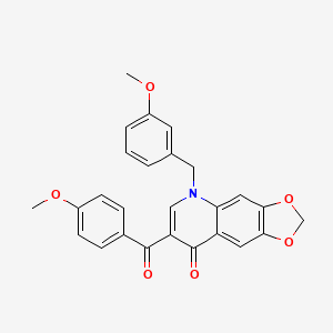 molecular formula C26H21NO6 B2852339 7-(4-methoxybenzoyl)-5-[(3-methoxyphenyl)methyl]-2H,5H,8H-[1,3]dioxolo[4,5-g]quinolin-8-one CAS No. 902624-96-8