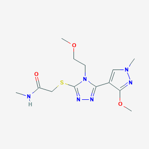 B2852343 2-((5-(3-methoxy-1-methyl-1H-pyrazol-4-yl)-4-(2-methoxyethyl)-4H-1,2,4-triazol-3-yl)thio)-N-methylacetamide CAS No. 1014095-89-6