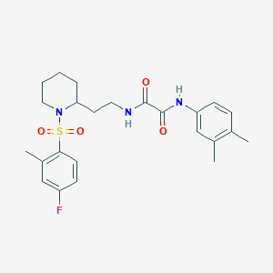 N1-(3,4-dimethylphenyl)-N2-(2-(1-((4-fluoro-2-methylphenyl)sulfonyl)piperidin-2-yl)ethyl)oxalamide