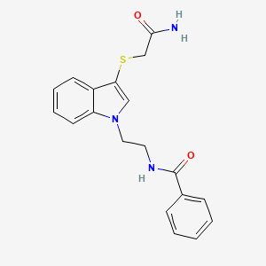 N-(2-(3-((2-amino-2-oxoethyl)thio)-1H-indol-1-yl)ethyl)benzamide