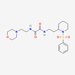 molecular formula C21H32N4O5S B2852358 N-{2-[1-(benzenesulfonyl)piperidin-2-yl]ethyl}-N'-[2-(morpholin-4-yl)ethyl]ethanediamide CAS No. 898444-57-0