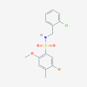 molecular formula C15H15BrClNO3S B2852372 5-bromo-N-[(2-chlorophenyl)methyl]-2-methoxy-4-methylbenzene-1-sulfonamide CAS No. 1808754-13-3