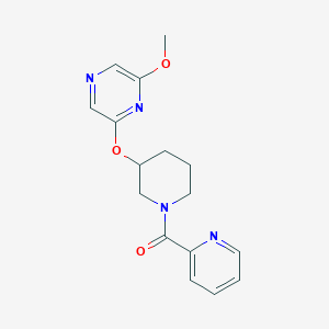 molecular formula C16H18N4O3 B2852379 2-methoxy-6-{[1-(pyridine-2-carbonyl)piperidin-3-yl]oxy}pyrazine CAS No. 2034580-94-2