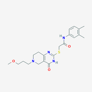 molecular formula C21H28N4O3S B2852381 N-(3,4-dimethylphenyl)-2-((6-(3-methoxypropyl)-4-oxo-3,4,5,6,7,8-hexahydropyrido[4,3-d]pyrimidin-2-yl)thio)acetamide CAS No. 887213-05-0