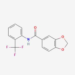 molecular formula C15H10F3NO3 B2852385 N-[2-(trifluoromethyl)phenyl]-1,3-benzodioxole-5-carboxamide CAS No. 349415-11-8