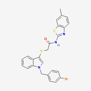 molecular formula C25H20BrN3OS2 B2852388 2-((1-(4-bromobenzyl)-1H-indol-3-yl)thio)-N-(6-methylbenzo[d]thiazol-2-yl)acetamide CAS No. 862825-73-8