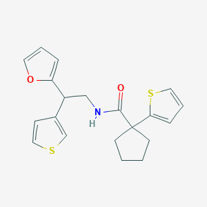 molecular formula C20H21NO2S2 B2852390 N-(2-(furan-2-yl)-2-(thiophen-3-yl)ethyl)-1-(thiophen-2-yl)cyclopentane-1-carboxamide CAS No. 2097919-33-8