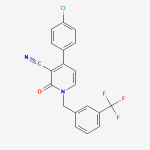molecular formula C20H12ClF3N2O B2852394 4-(4-Chlorophenyl)-2-oxo-1-[3-(trifluoromethyl)benzyl]-1,2-dihydro-3-pyridinecarbonitrile CAS No. 478080-36-3