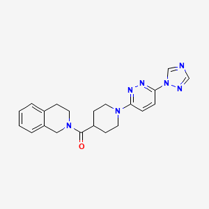 molecular formula C21H23N7O B2852396 (1-(6-(1H-1,2,4-triazol-1-yl)pyridazin-3-yl)piperidin-4-yl)(3,4-dihydroisoquinolin-2(1H)-yl)methanone CAS No. 1797563-38-2
