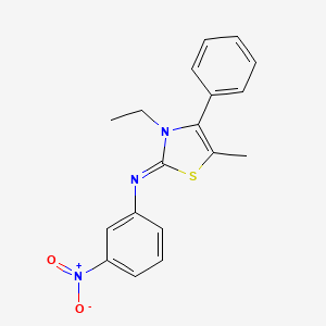 molecular formula C18H17N3O2S B2852401 (Z)-N-(3-ethyl-5-methyl-4-phenylthiazol-2(3H)-ylidene)-3-nitroaniline CAS No. 402945-49-7