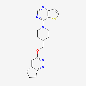 molecular formula C19H21N5OS B2852403 4-[4-(6,7-Dihydro-5H-cyclopenta[c]pyridazin-3-yloxymethyl)piperidin-1-yl]thieno[3,2-d]pyrimidine CAS No. 2320216-99-5