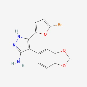 molecular formula C14H10BrN3O3 B2852408 4-(2H-1,3-benzodioxol-5-yl)-3-(5-bromofuran-2-yl)-1H-pyrazol-5-amine CAS No. 1312440-51-9