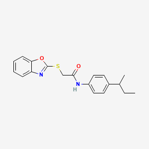 molecular formula C19H20N2O2S B2852409 2-Benzoxazol-2-ylthio-N-(4-(1-methylpropyl)phenyl)ethanamide CAS No. 298217-90-0