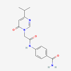 molecular formula C16H18N4O3 B2852412 4-(2-(4-isopropyl-6-oxopyrimidin-1(6H)-yl)acetamido)benzamide CAS No. 1203332-54-0