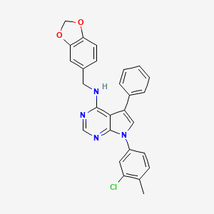 molecular formula C27H21ClN4O2 B2852418 N-[(2H-1,3-benzodioxol-5-yl)methyl]-7-(3-chloro-4-methylphenyl)-5-phenyl-7H-pyrrolo[2,3-d]pyrimidin-4-amine CAS No. 477229-71-3
